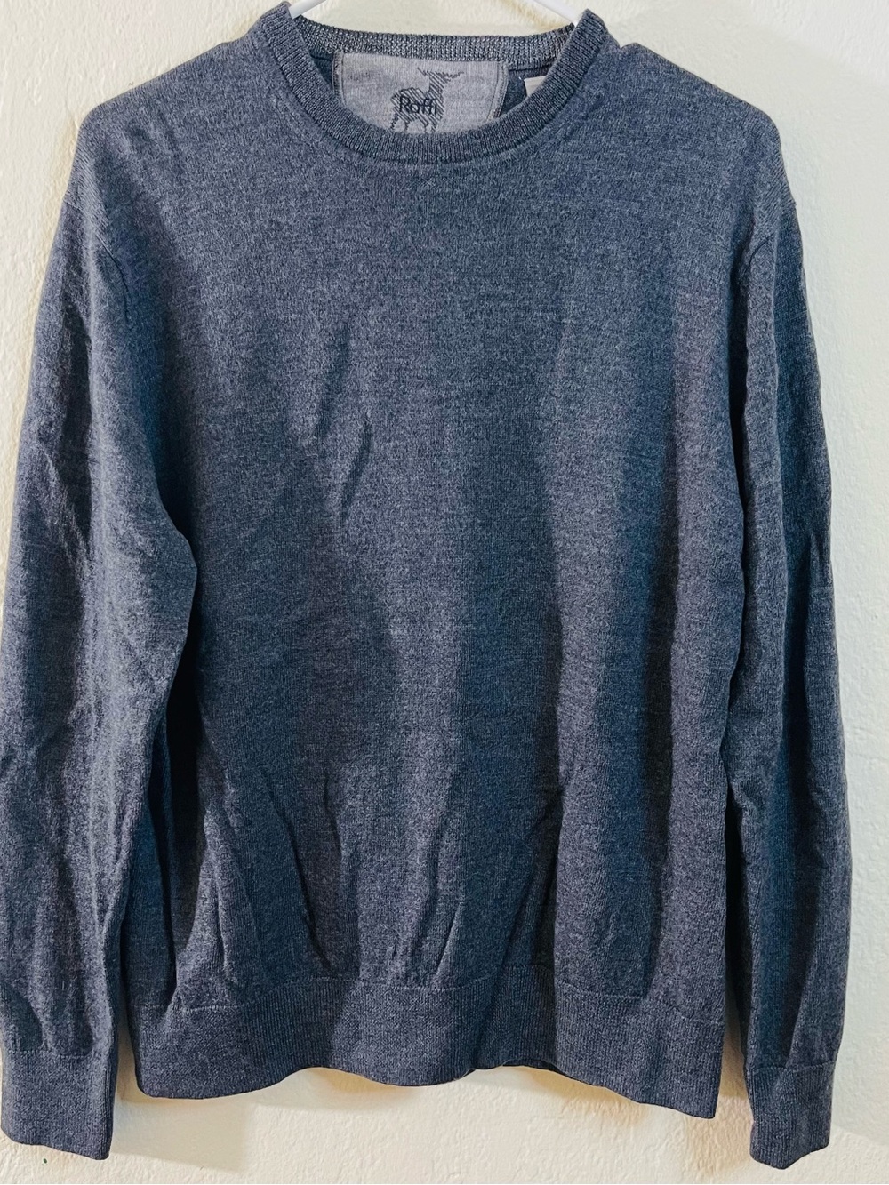 Raffi Extra Fine Merino Wool Men Crewneck Sweater Size XL Minimalist Academia